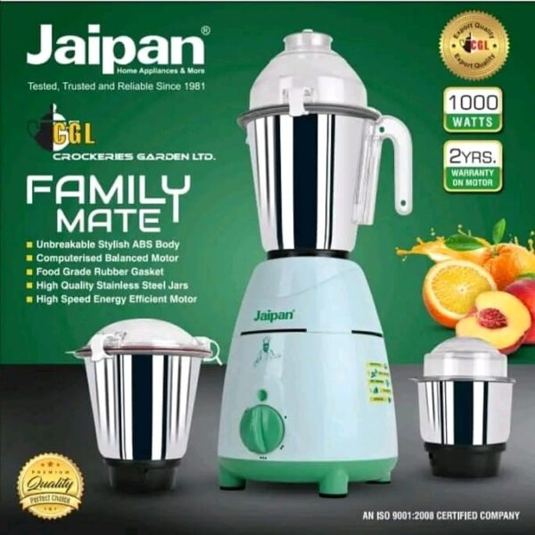 Jaipan Family Mate 1000W 3 Jars Juicer Mixer Grinder JFMMG-2020