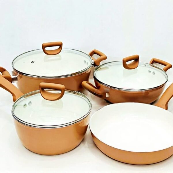 Kiam 7pcs Set Super Ceramic Nonstick Cookware Brown