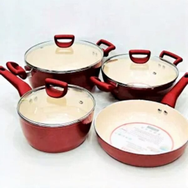Kiam 7pcs Set Super Ceramic Nonstick Cookware Red
